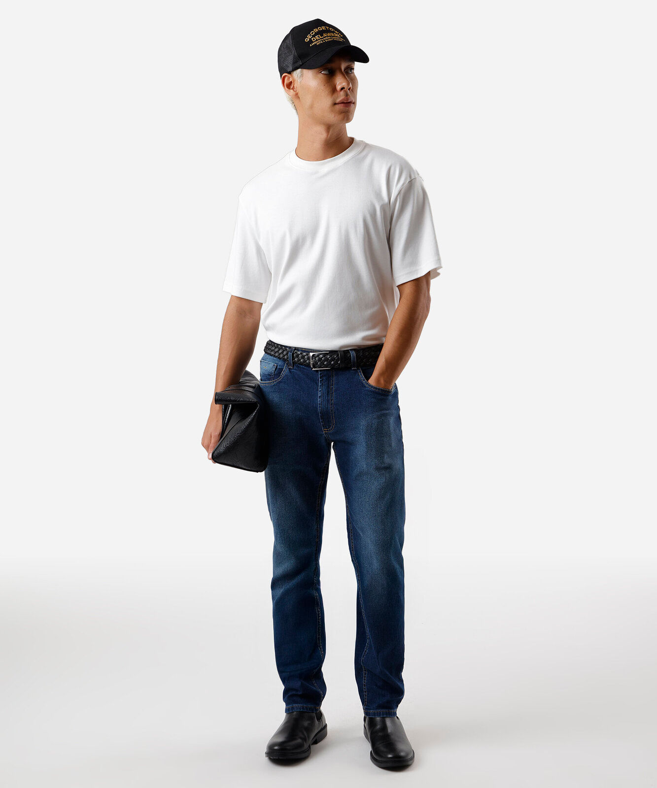 calça slim masculina jeans azul