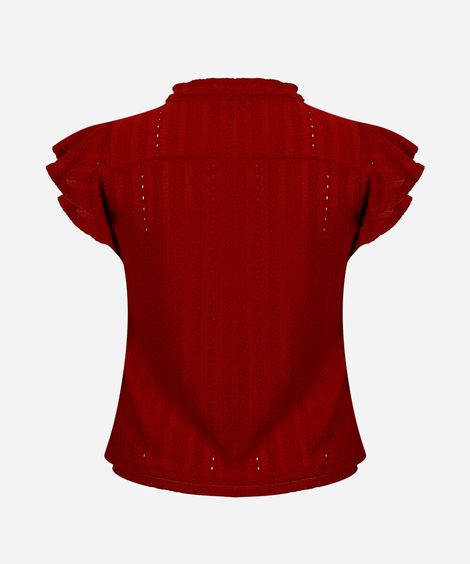 blusa feminina de laise manga curta plus size vermelha