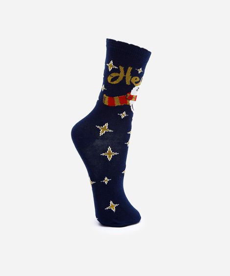 meia cano alto harry potter  azul