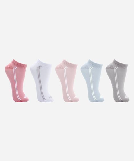 Kit de 5 meias femininas cano baixo colorido