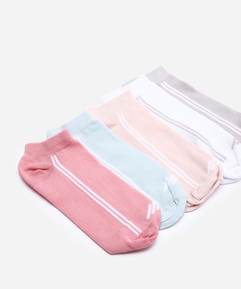 Kit de 5 meias femininas cano baixo colorido