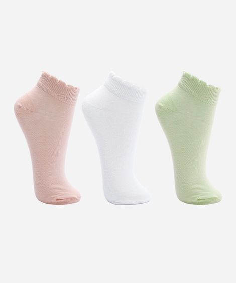 kit de 3 meias cano baixo  colorido