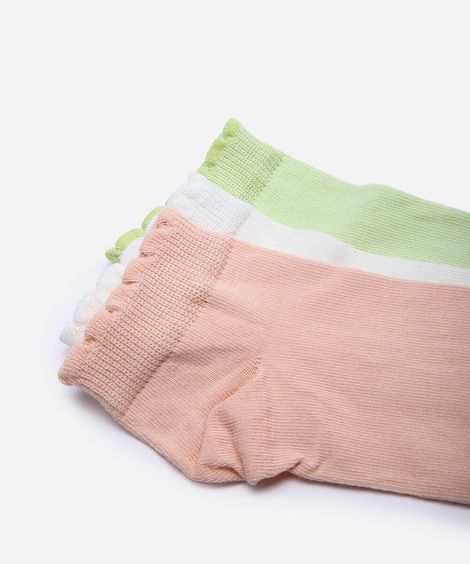 kit de 3 meias cano baixo  colorido