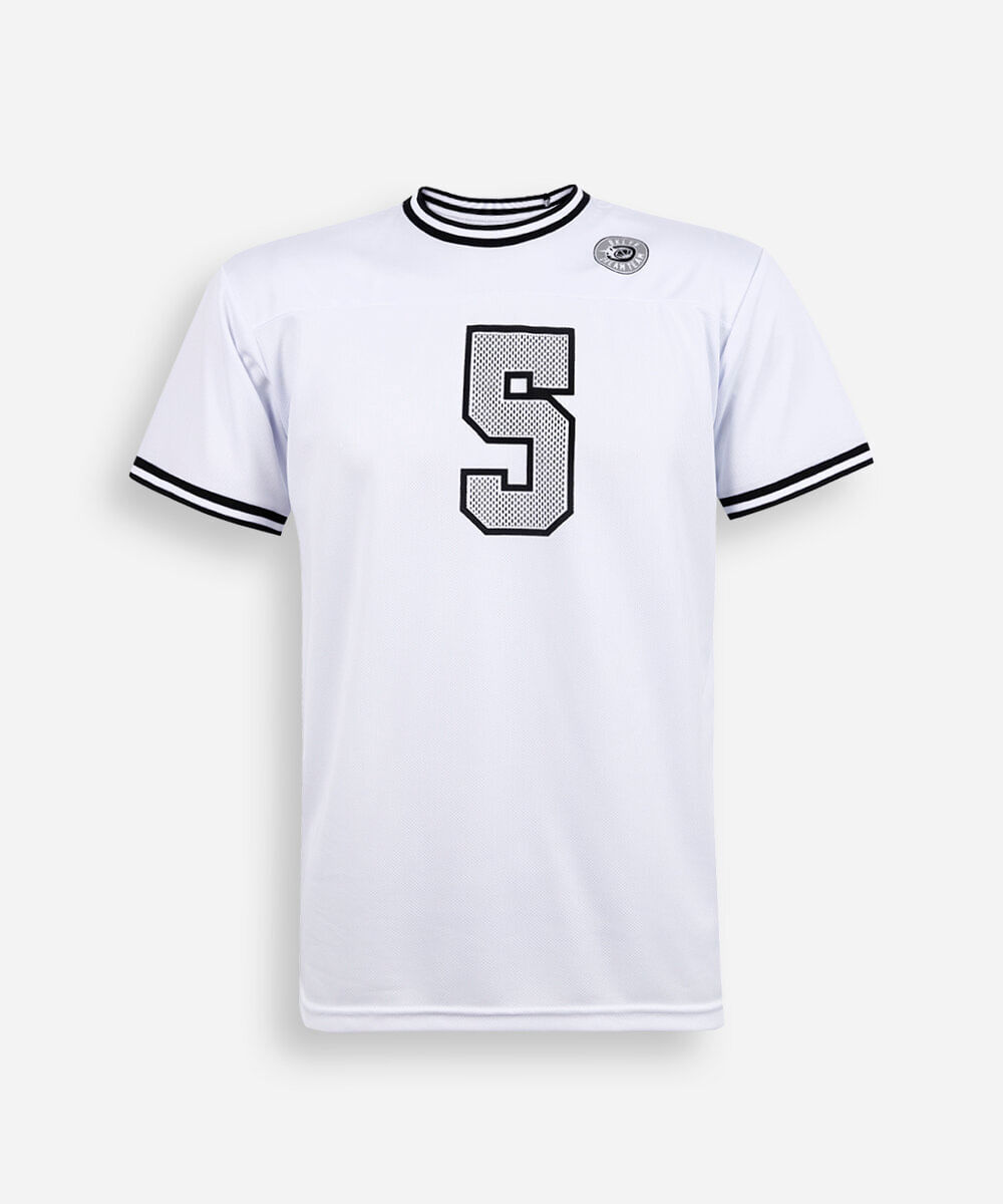 camiseta juvenil com recorte estampada oversized branca