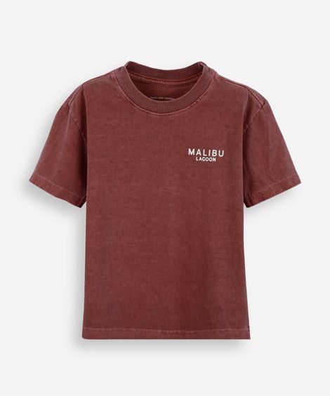 camiseta infantil de algodão estampada estonada vinho