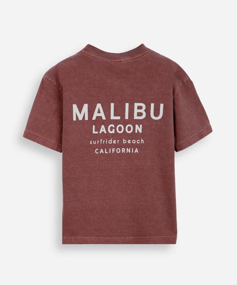 camiseta infantil de algodão estampada estonada vinho