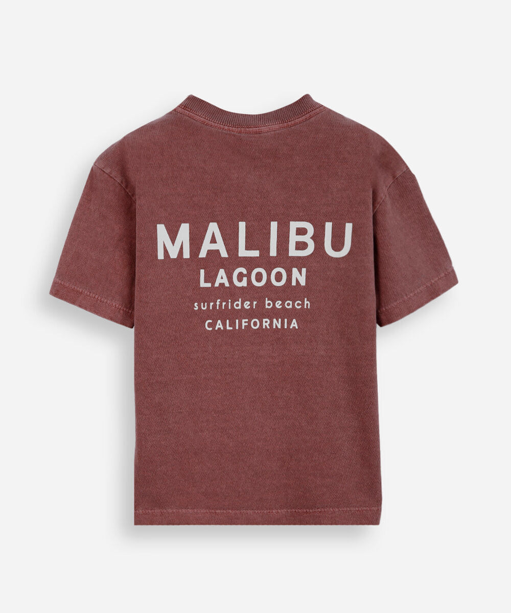 camiseta infantil de algodão estampada estonada vinho