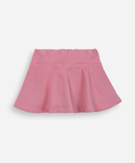 short saia infantil evasê liso rosa