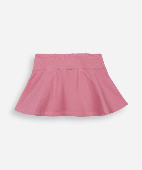 short saia infantil evasê liso rosa