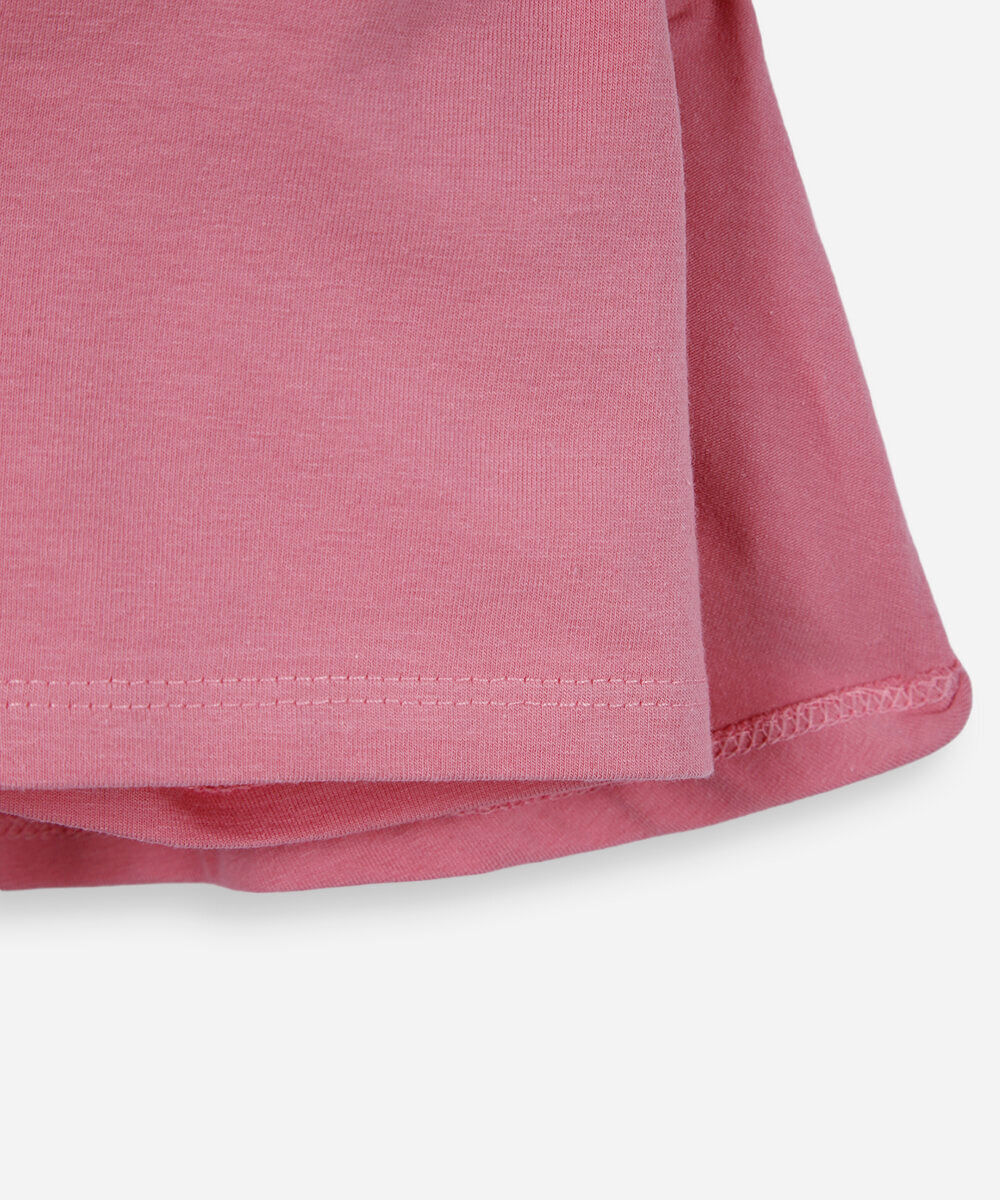 short saia infantil evasê liso rosa
