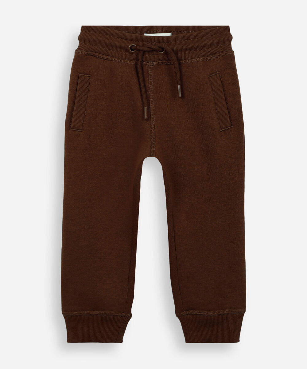 calça de moletom infantil com cordão marrom