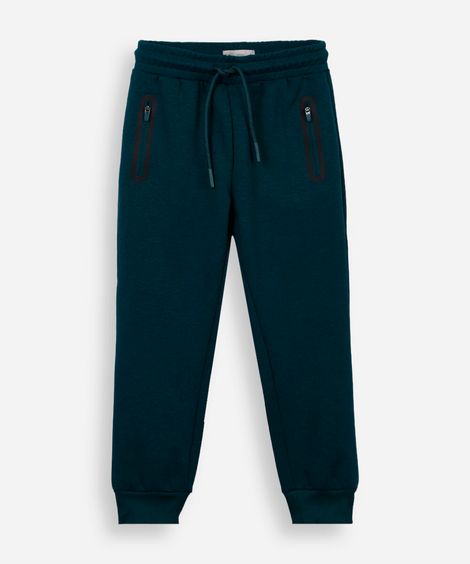 calça jogger infantil de moletom com bolsos verde