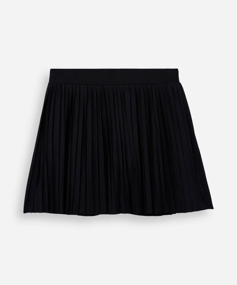 minissaia esportiva juvenil plissada preta