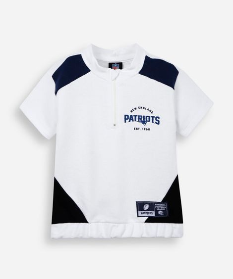 camiseta infantil de algodão com recortes patriots nfl  off white