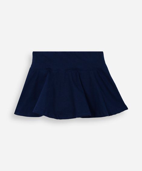 short saia infantil evasê liso azul