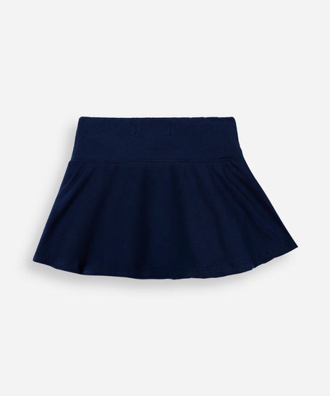 short saia infantil evasê liso azul