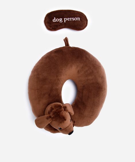 apoio de pescoço cachorro com máscara marrom
