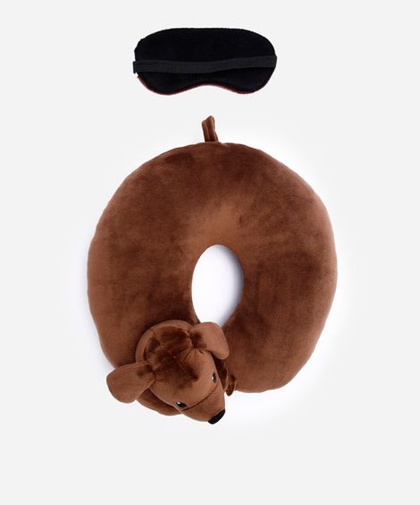 apoio de pescoço cachorro com máscara marrom