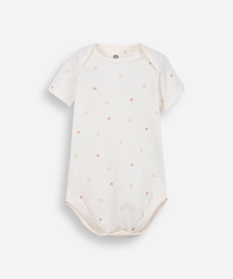 body infantil de algodão cerejas off white