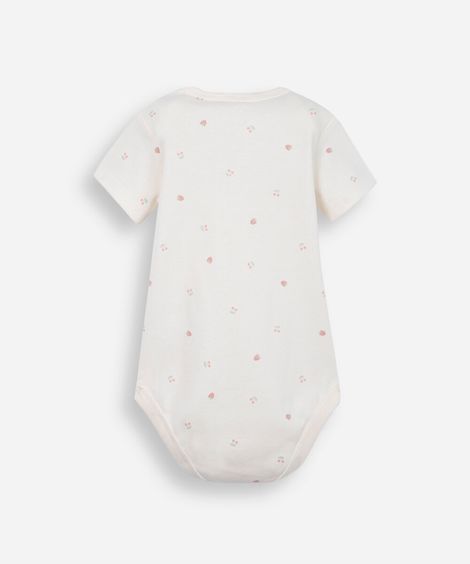 body infantil de algodão cerejas off white