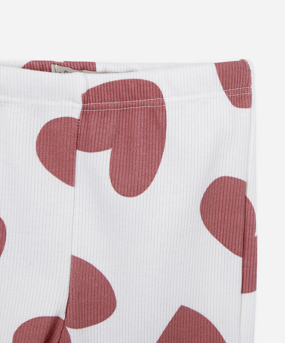 conjunto longo infantil com algodão corações off white