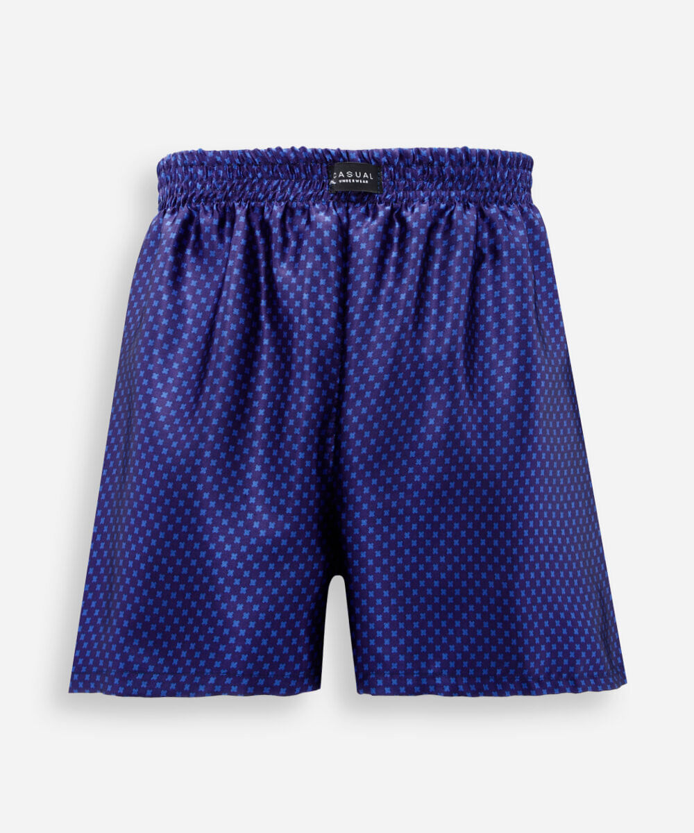 cueca samba canção estampada acetinada azul