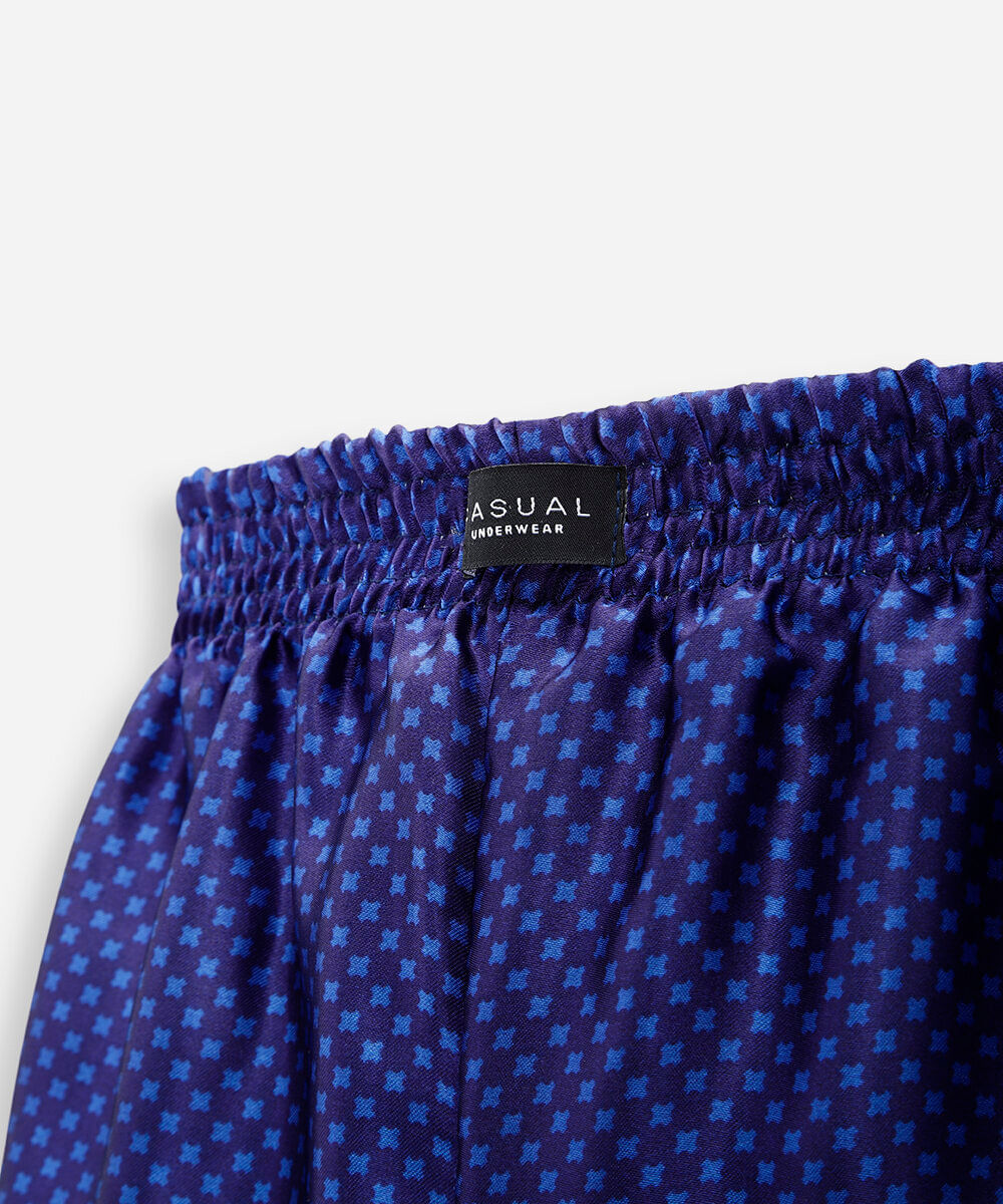 cueca samba canção estampada acetinada azul