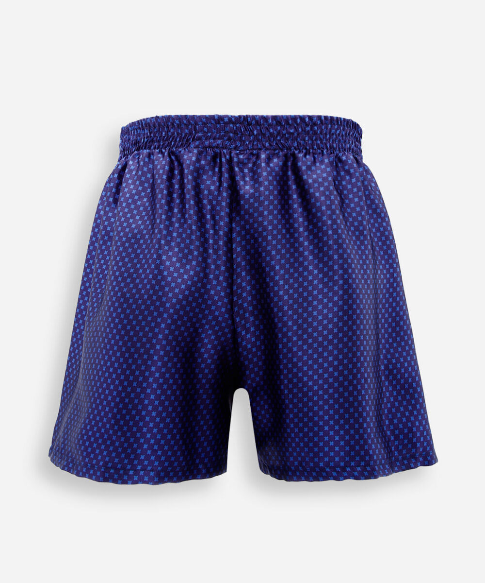 cueca samba canção estampada acetinada azul