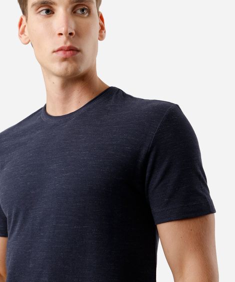 camiseta masculina de algodão texturizada azul