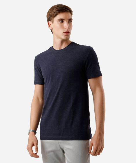 camiseta masculina de algodão texturizada azul