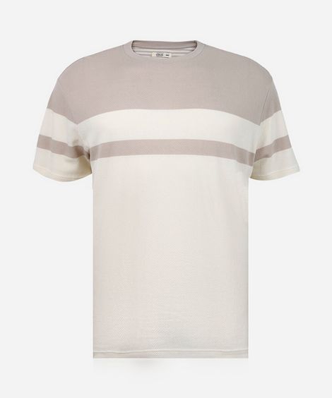 camiseta comfort de algodão texturizada plus size bege