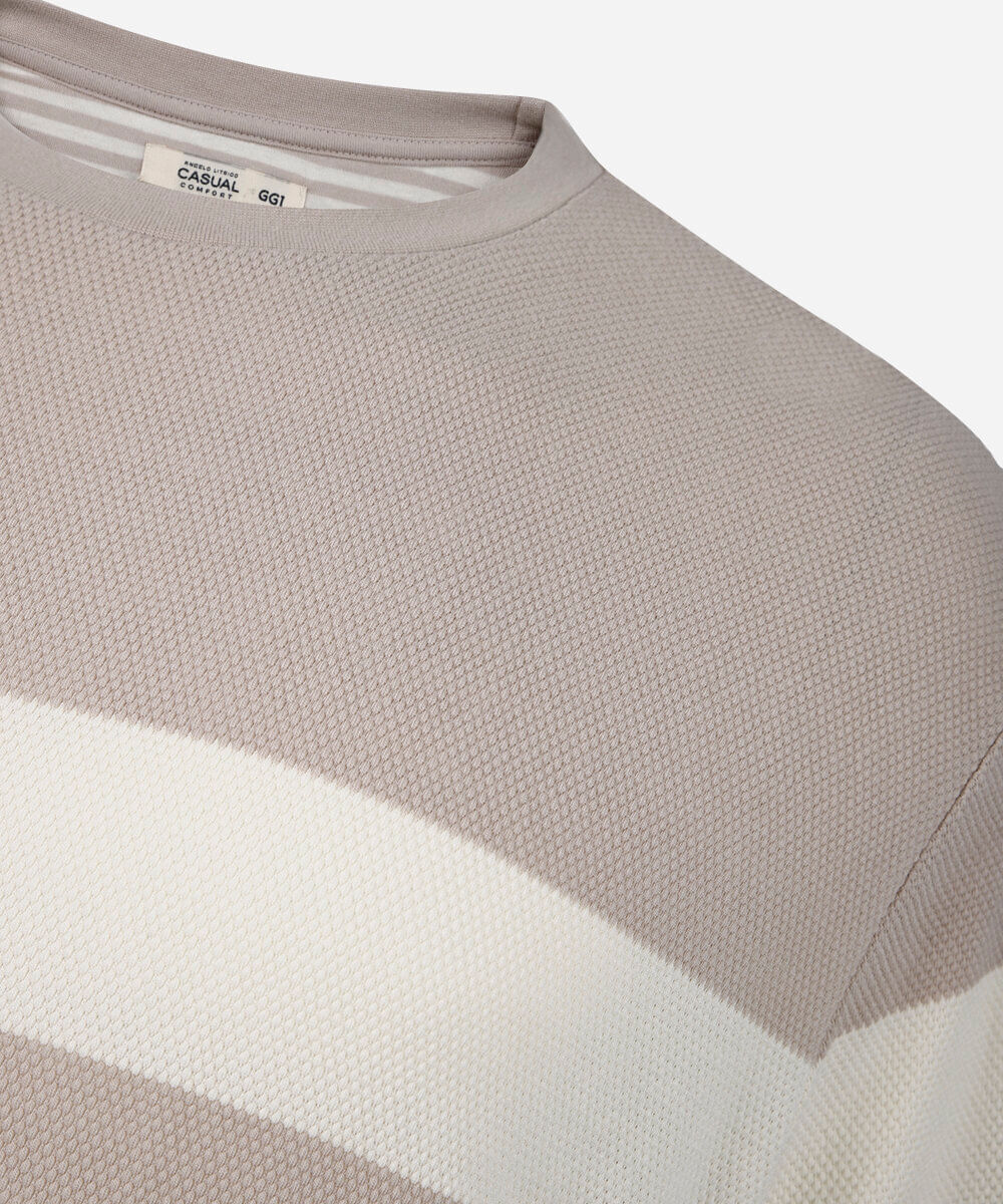 camiseta comfort de algodão texturizada plus size bege