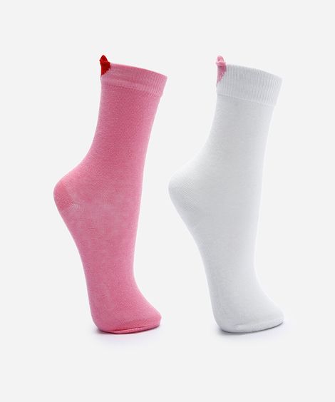 kit de 2 cano alto infantil coração colorido