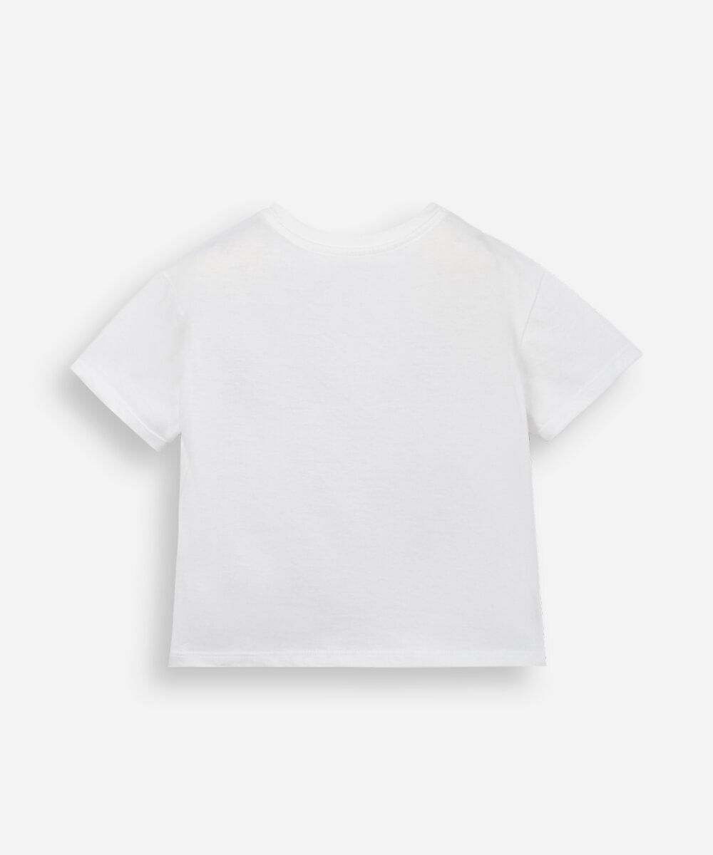 blusa infantil de algodão com  bordado floral off white