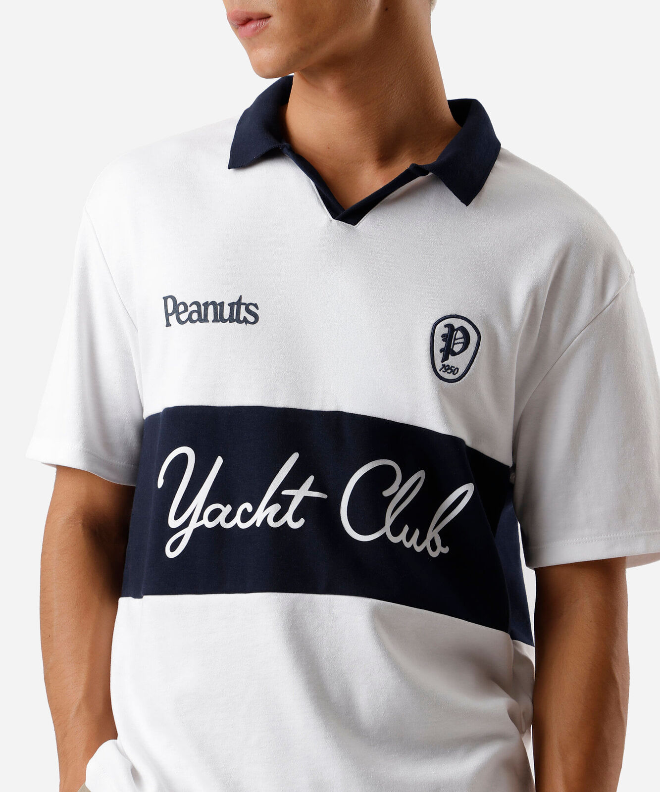 camiseta masculina com gola peanuts off white