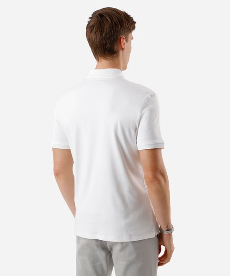polo masculina de algodão peruano manga curta off white