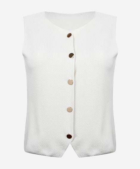 colete feminino de tricot plus size off white
