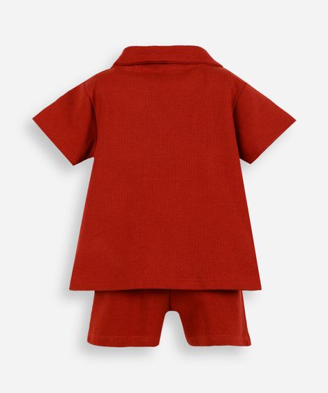 conjunto infantil polo de algodão - vermelho