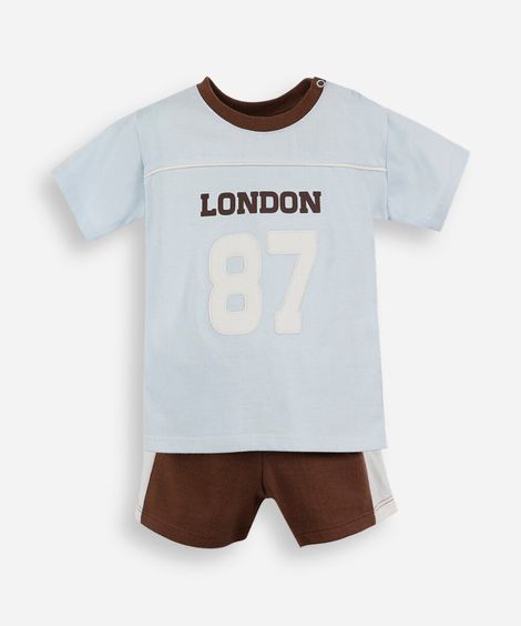 conjunto infantil de algodão sport london azul