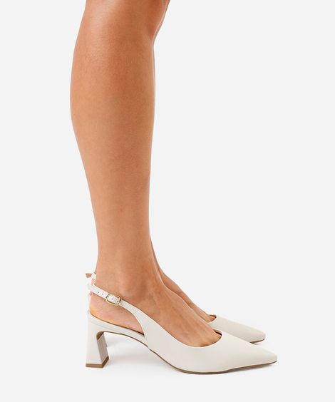 scarpin slingback com salto geométrico oneself off white