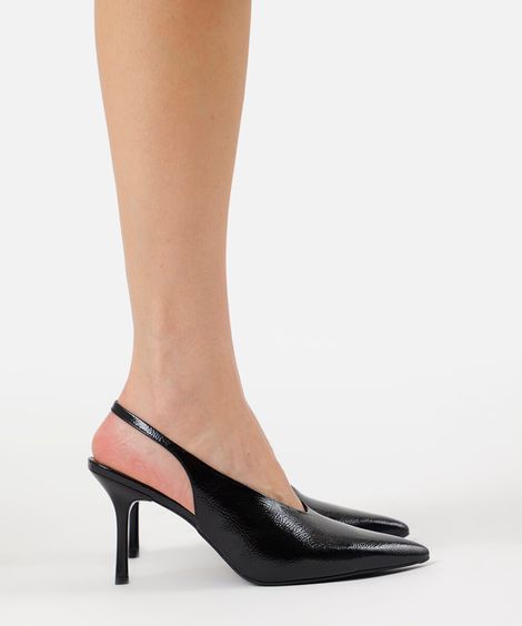 scarpin bico fino salto alto oneself preto