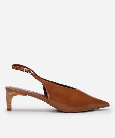 scarpin bico fino salto alto oneself marrom