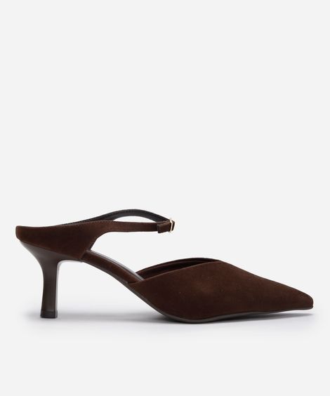 mule scarpin salto fino texturizado oneself marrom
