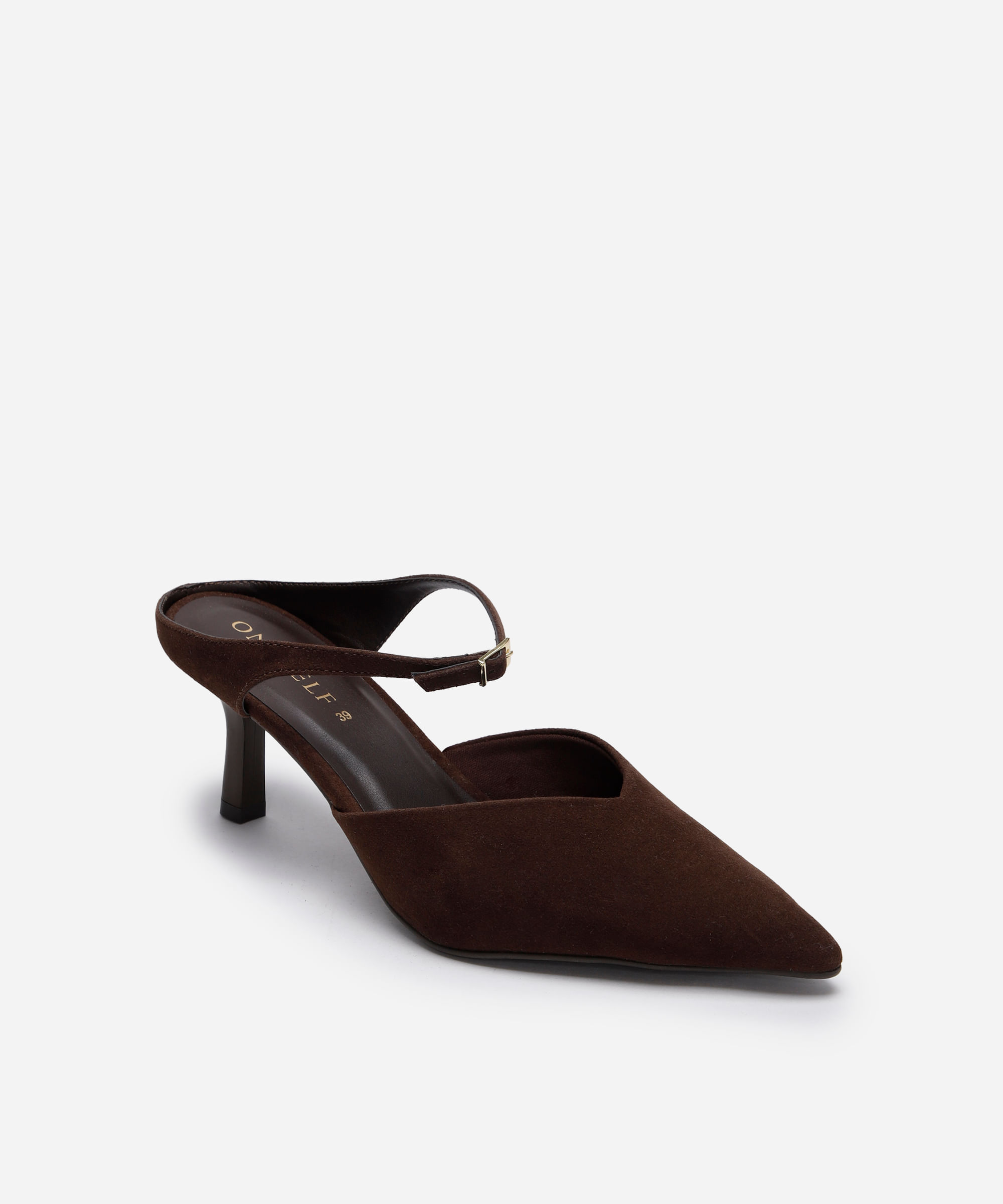 mule scarpin salto fino texturizado oneself marrom