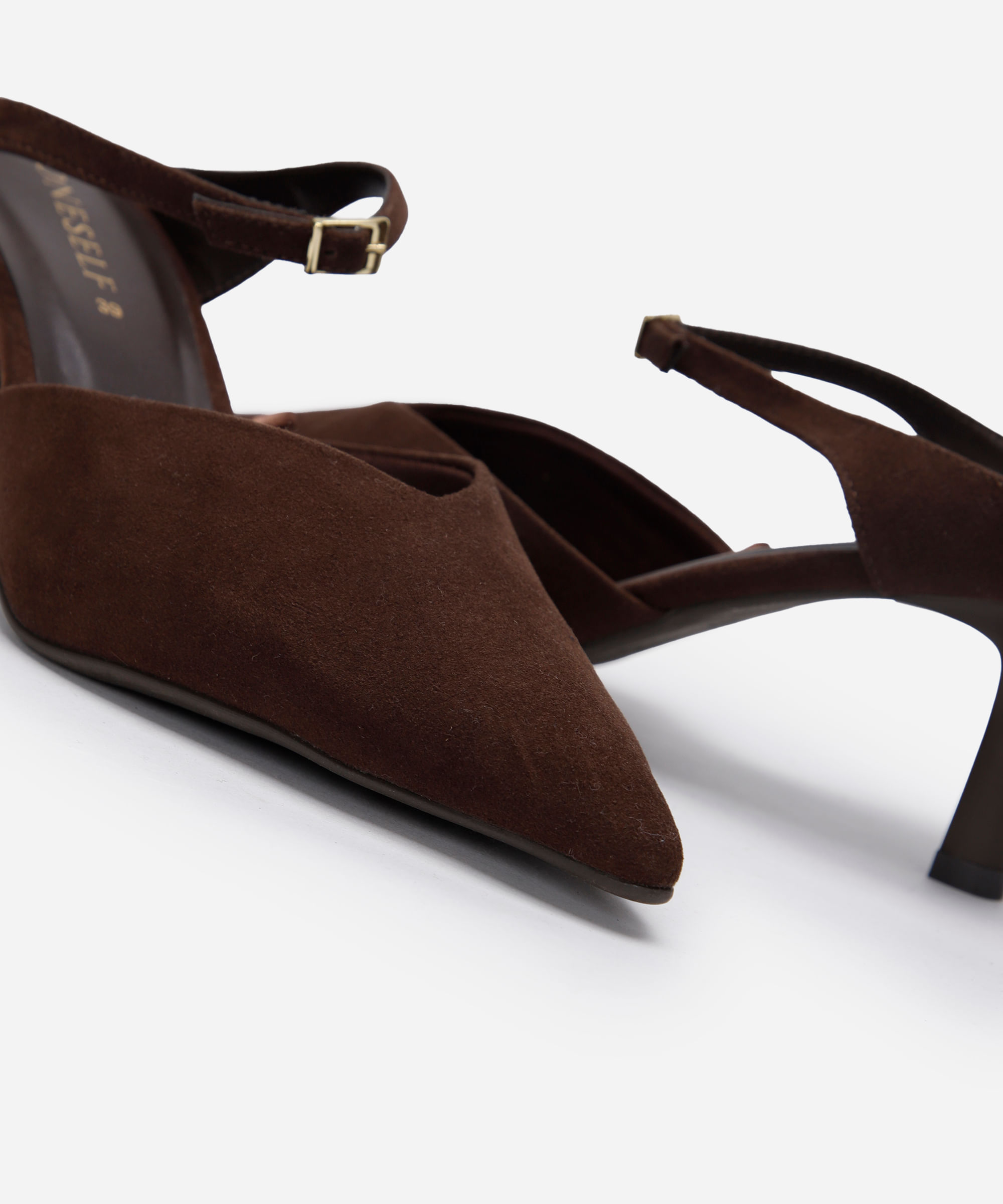 mule scarpin salto fino texturizado oneself marrom