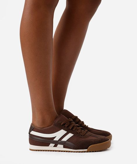 tênis casual com recortes ace marrom