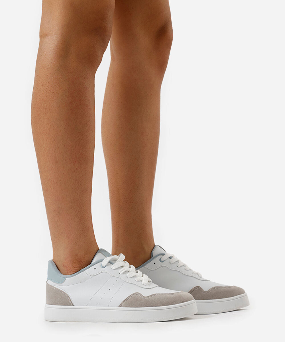 tênis feminino casual com recortes azul