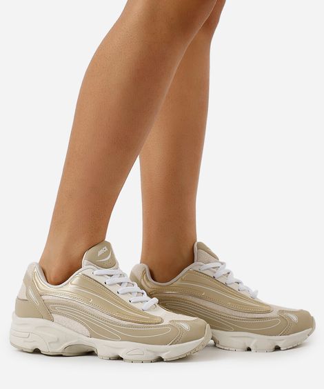 tênis esportivo feminino metalizado ace bege