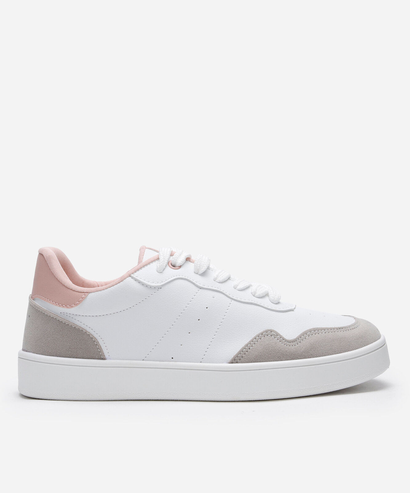 tênis feminino casual com recortes rosa