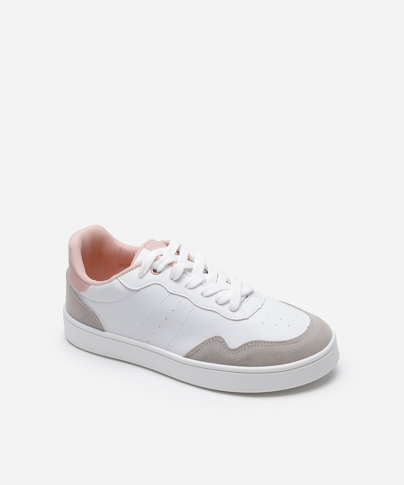 tênis feminino casual com recortes rosa